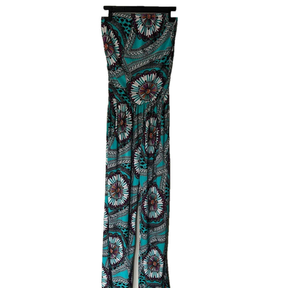 Kimberly C Vintage Women's Vibrant Patterned Strapless Jumpsuit Size S